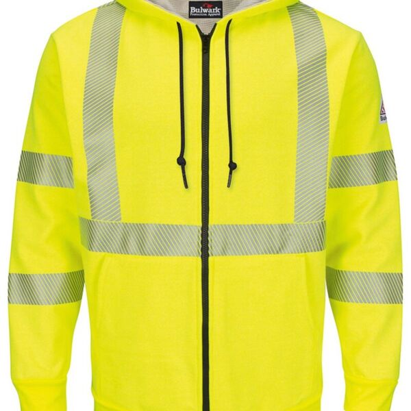 Hi-Visibility Zip-Front Hooded Fleece Sweatshirt with Waffle Lining - Tall Sizes Thumbnail